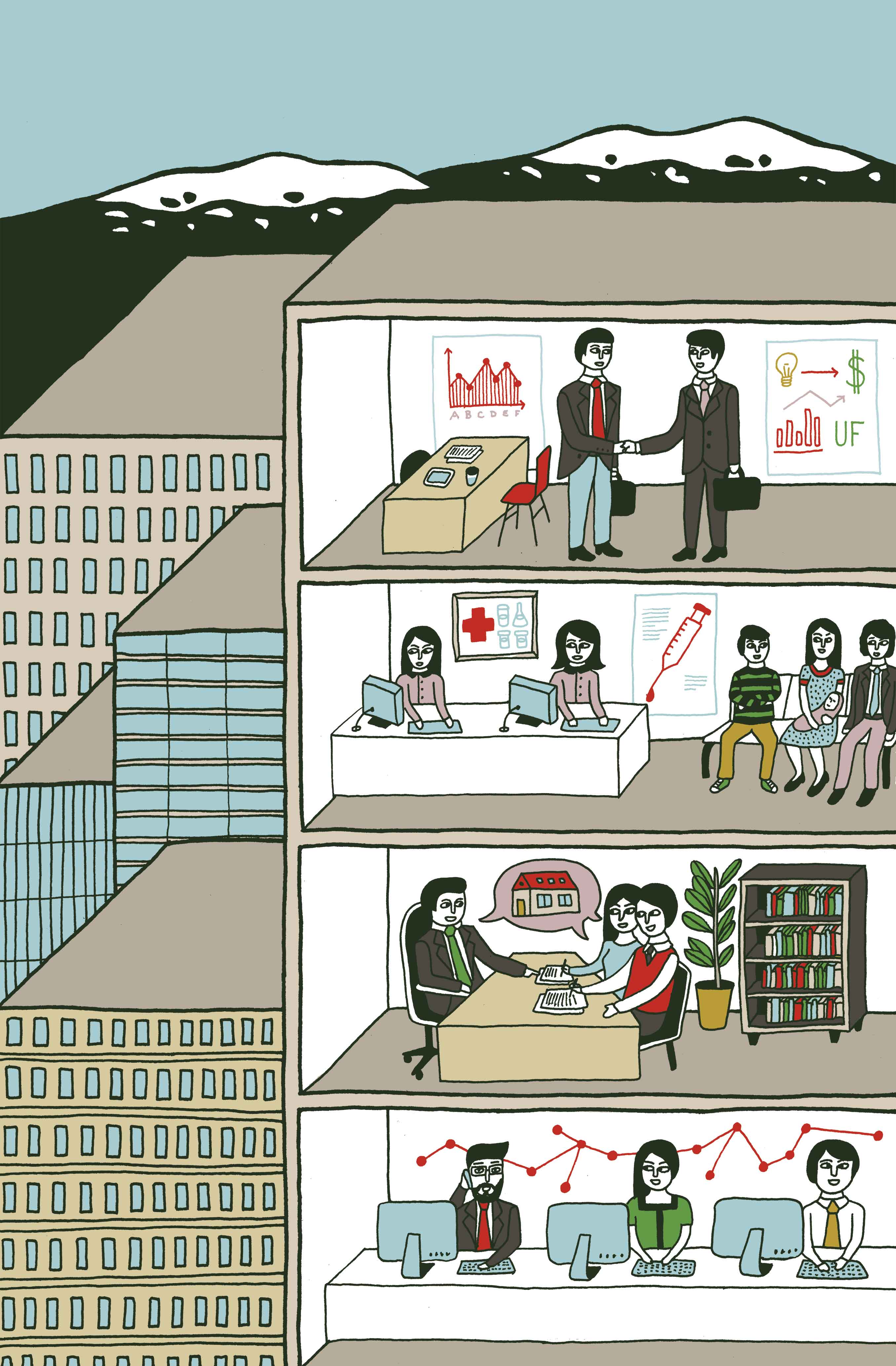 Ocupantes—Ilustración Ocupantes de oficinas clase A